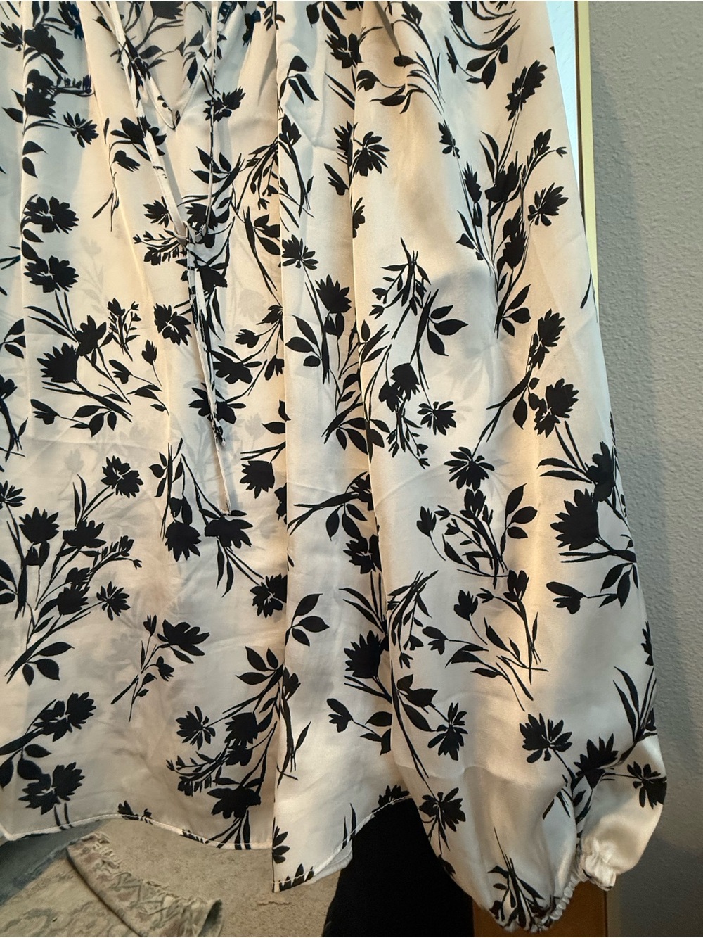 Cream and Black Floral Blouse - Lightweight Women's Top